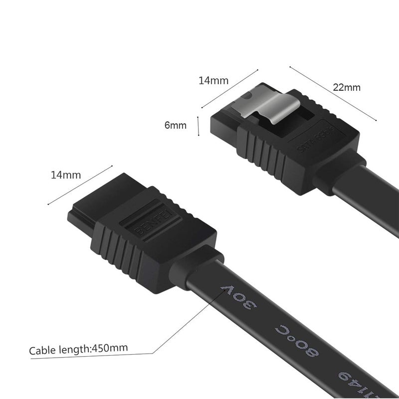 BENFEI SATA Cable III, SATA Cable III 6Gbps Straight HDD SDD Data Cable with Locking Latch 18 Inch Compatible for SATA HDD, SSD, CD Driver, CD Writer - Black - Image 4